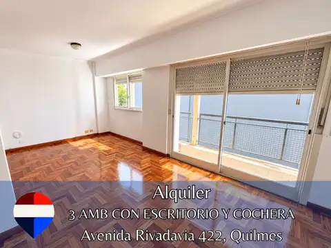 ALQUILER 3 AMB CON ESCRITORIO Y COCHERA QUILMES