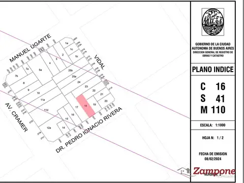 Terreno en Venta 8  mts Frente