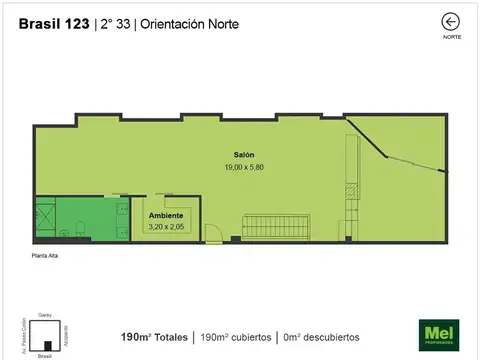 Oficina 3 ambientes con 2 baños