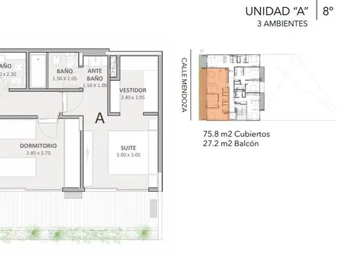 Departamento Monoambiente con 2 baños