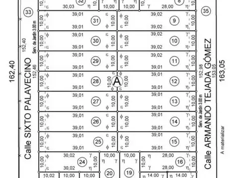 Terreno en Venta 10  mts Frente