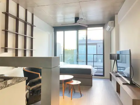 Departamento monoambiente amoblado full amenities, pileta laundry coworking