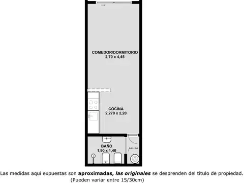 Departamento Monoambiente con 1 baño