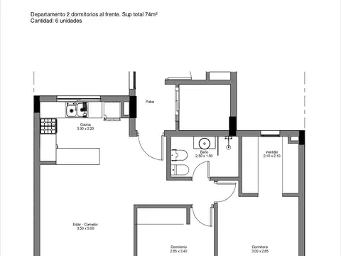 Departamento en Venta de 2 dormitorios