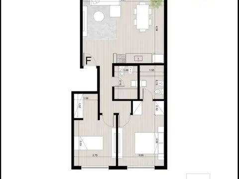 Departamento 3 ambientes con 1 baño