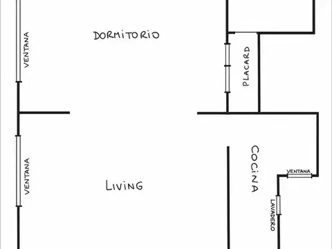 Departamento 2 ambientes con 1 baño