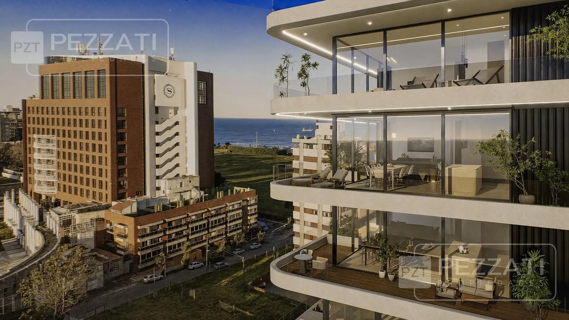 Depto 1 amb, 43m² en construcción frente al mar — Playa Grande