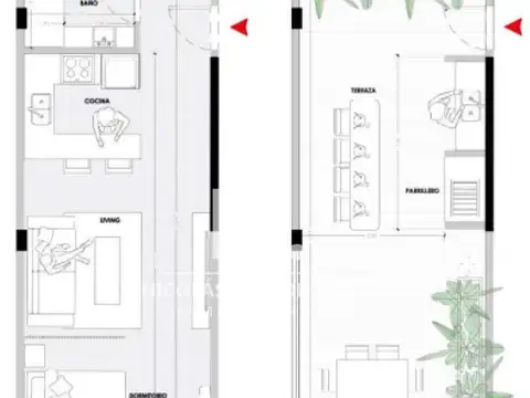 Departamento Monoambiente con 1 baño
