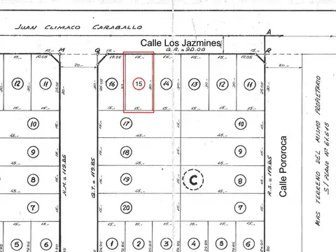 Terreno en Venta 15  mts Frente