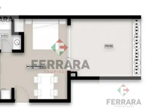 Departamento Monoambiente con 1 baño