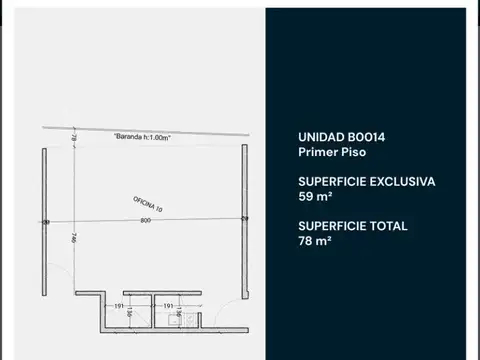Oficina 3 ambientes con 1 baño