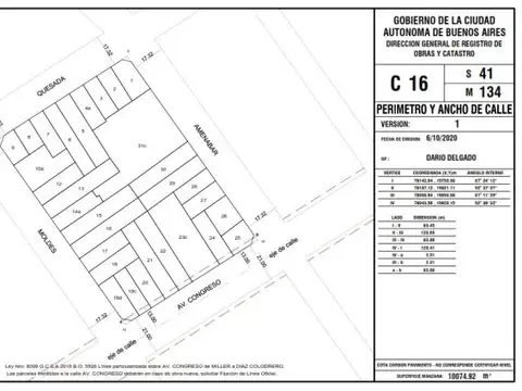 Terreno en Venta en Belgrano, USD 1.223.600