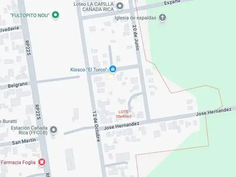 Terreno en Venta 10  mts Fondo