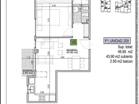 Departamento en Venta de 1 dormitorio
