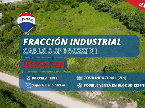 LOTE EN VENTA EN CARLOS SPEGAZZINI ZONA INDUSTRIAL