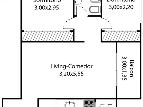 Departamento en Venta de 2 dormitorios