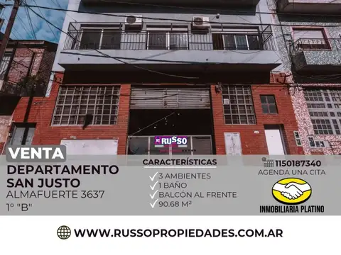 Venta departamento 3 ambientes San Justo