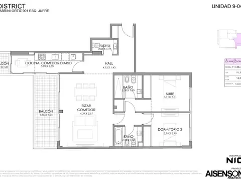 Av. Scalabrini Ortiz 901 9º 04 - Esquina Jufre