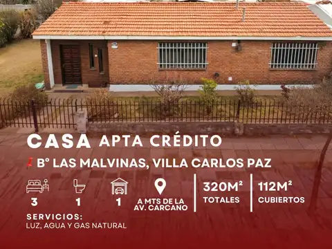 Venta Casa De 3 Dormitorios En Barrio Malvinas, Villa Carlos Paz