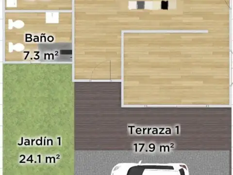 Depto Tipo Casa en Alquiler de 2 ambientes