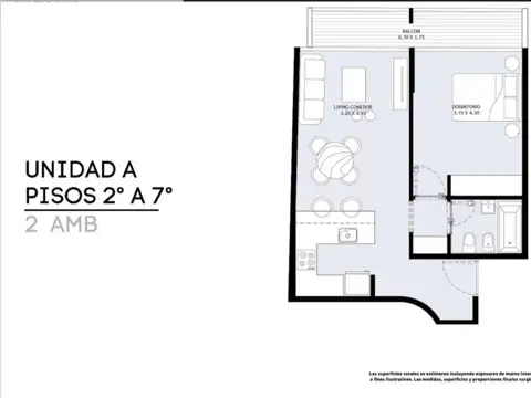 Departamento en Venta de 2 ambientes