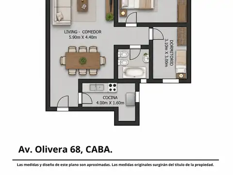 Departamento en Venta de 3 ambientes