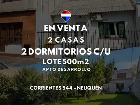 Venta 2 casas en lote 500m2 apto desarrollo