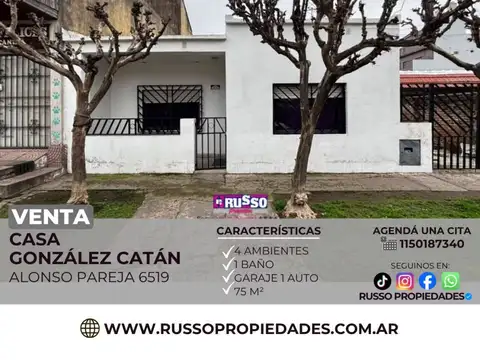 Venta Casa 4 Ambientes  Gonzalez Catan