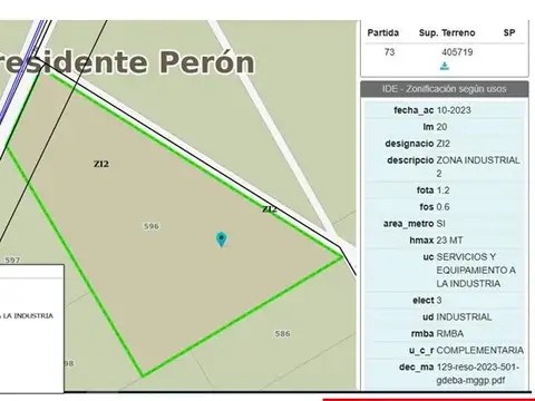 Fraccion Industrial 40,5 Has Ruta 16 km.10 , Guernica, Pte. Perón