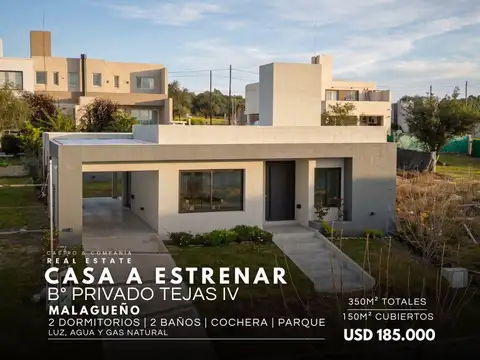 Venta Casa A Estrenar Planta Única 2 Dormitorios En Barrio Cerrado Tejas 4 - Malagueño
