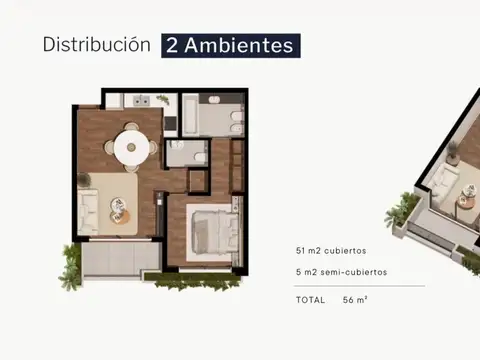Departamento en Venta de 2 ambientes