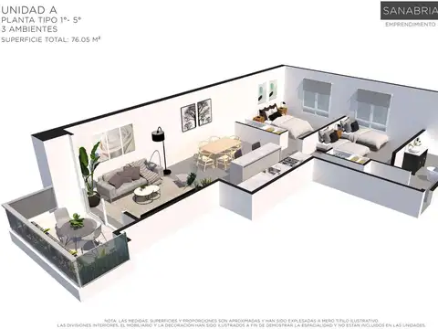 Departamento en Venta de 3 ambientes