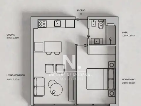 Departamento en Venta de 2 ambientes