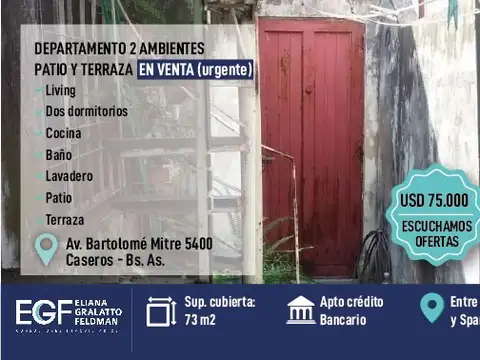 venta urgente Dpto 2 amb entre Rosas y Spandonari CASEROS