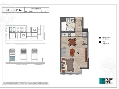 Departamento en Venta de 1 dormitorio