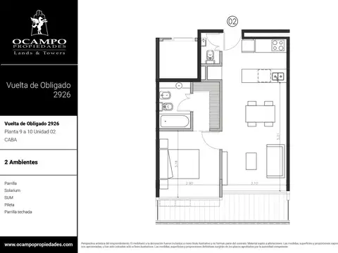 Departamento 2 Ambientes con Balcón | Baño en Suite   Toilette