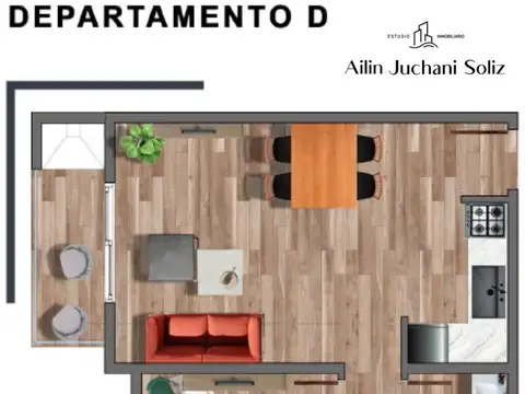 Departamento 2 ambientes con 1 baño