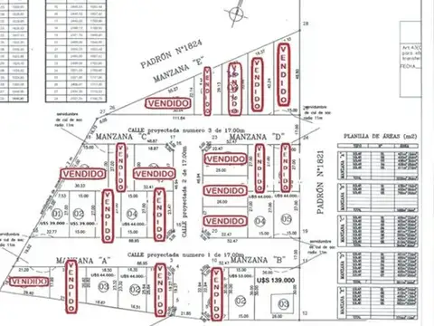 Venta de terreno en Pando DESDE U$S 39.000.-