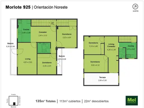 Morlote 900, Piso 1er