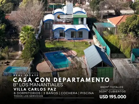 Venta Casa Con Pileta Con Departamento Independiente En Los Manantiales – Villa Carlos Paz