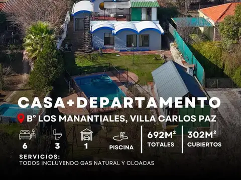 Venta Casa Con Pileta Con Departamento Independiente En Los Manantiales – Villa Carlos Paz