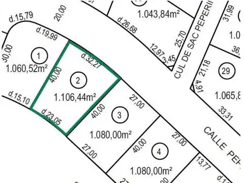 Terreno en Venta 23  mts Frente