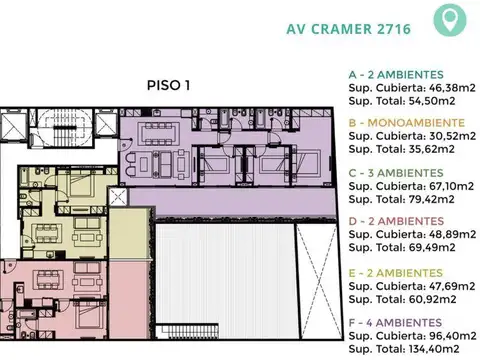 Departamento 2 ambientes con 1 baño