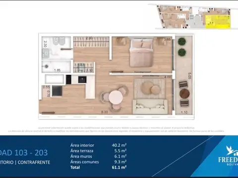 VENTA 1 DORMITORIO TERRAZA POCITOS  POZO