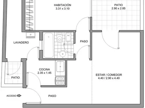Departamento en Venta de 2 ambientes