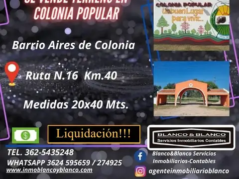 Se Vende Terreno de 20x40