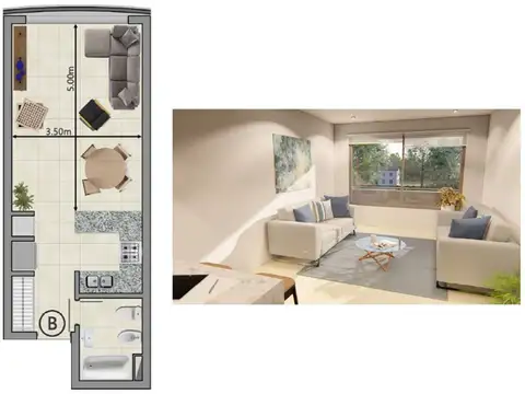 Departamento en Venta de 1 dormitorio