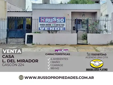 Venta Casa 4 Ambientes Lomas del Mirador