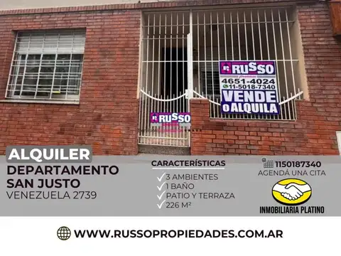 Alquiler casa 3 ambientes San Justo