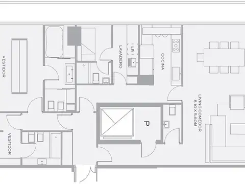 Departamento 3 ambientes con 2 baños